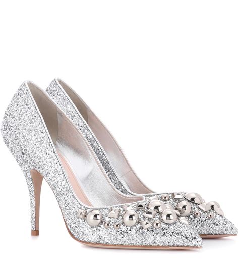 miu miu silver heels|Women's pumps shoes .